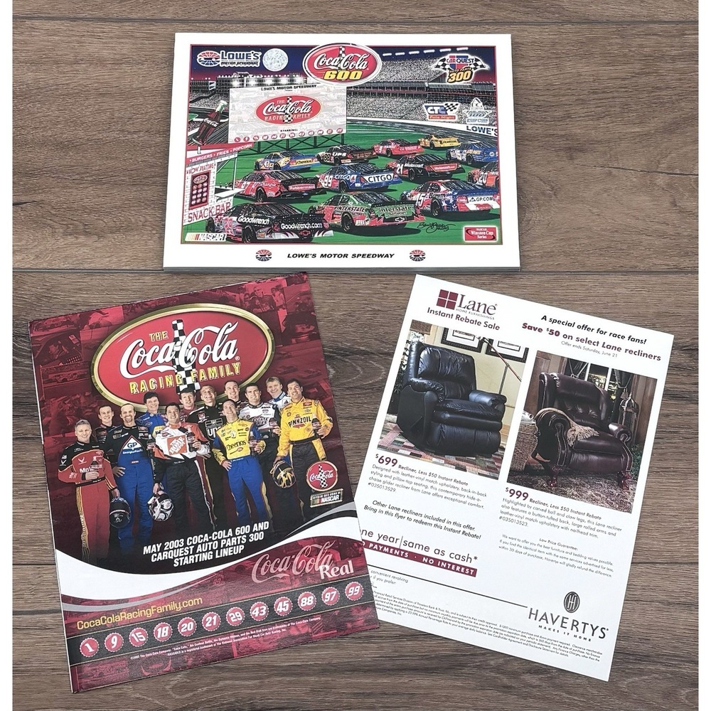 2003 Coca-Cola 600 Lowe's Motor Speedway Race Program Print & Coca-Cola Racing
